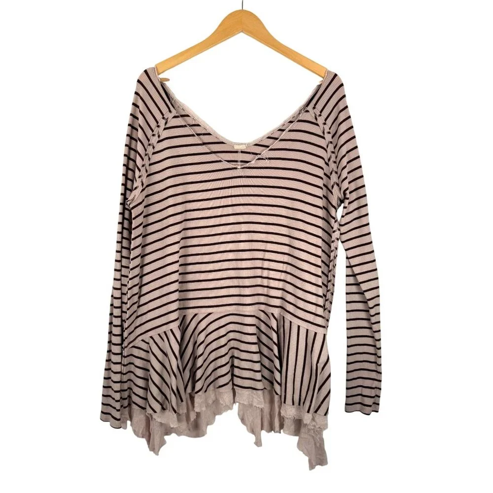 Free‎ People Tangerine tee striped boho preppy oversized 90s beachy sz M